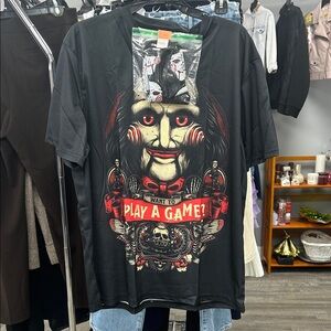 Black Graphic T-Shirt with Horror Design